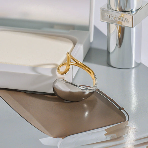 Wholesale Ring Stainless Steel Geometric Electroplating Water Drop Design