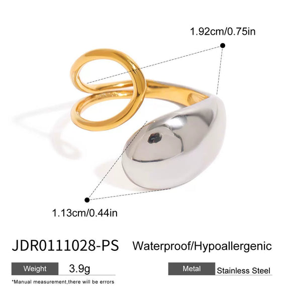 Wholesale Ring Stainless Steel Geometric Electroplating Water Drop Design