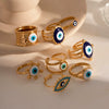 Wholesale Ring Stainless Steel Geometric Evil Blue Eye Retro Electroplating For Women