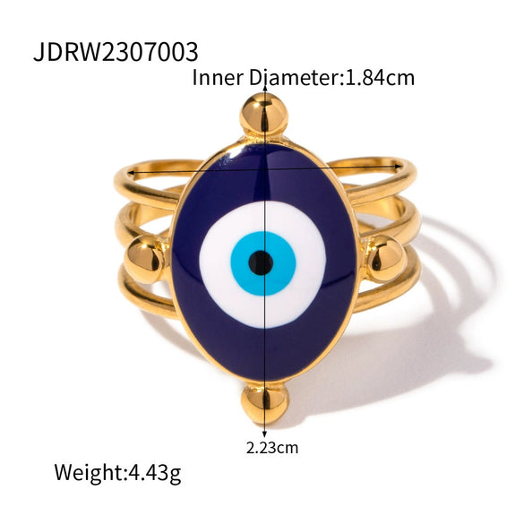 Wholesale Ring Stainless Steel Geometric Evil Blue Eye Retro Electroplating For Women