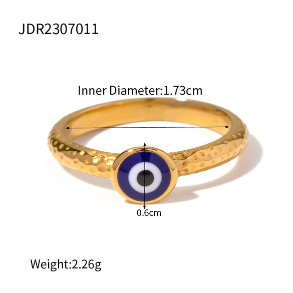 Wholesale Ring Stainless Steel Geometric Evil Blue Eye Retro Electroplating For Women