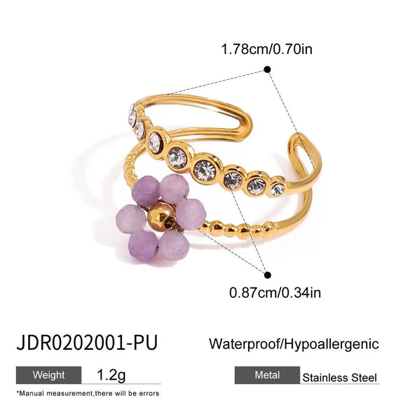 Wholesale Ring Stainless Steel Geometric Flower With Drill Electroplated