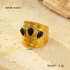 Wholesale Ring Stainless Steel Geometric French Retro Pleated Texture Inlaid With Natural Stone Electroplating For Women