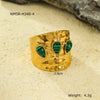 Wholesale Ring Stainless Steel Geometric French Retro Pleated Texture Inlaid With Natural Stone Electroplating For Women