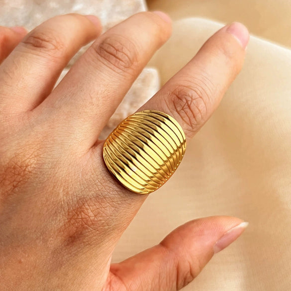 Wholesale Ring Stainless Steel Geometric Heart Shape 18K Gold Plated Unisex