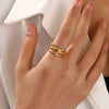Wholesale Ring Stainless Steel Geometric Hip Hop Style Gold Plated Opening Adjustable For Women