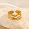 Wholesale Ring Stainless Steel Geometric Hip Hop Style Gold Plated Opening Adjustable For Women