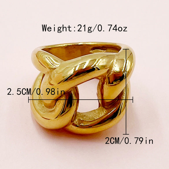Wholesale Ring Stainless Steel Geometric Hollow Cross Buckle Electroplated