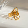 Wholesale Ring Stainless Steel Geometric Irregular Hollow Opening For Women Electroplated