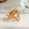 Wholesale Ring Stainless Steel Geometric Irregular Hollow Opening For Women Electroplated