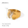 Wholesale Ring Stainless Steel Geometric Irregular Shape Inlaid Drill Electroplating