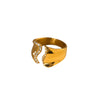 Wholesale Ring Stainless Steel Geometric Irregular Shape Inlaid Drill Electroplating