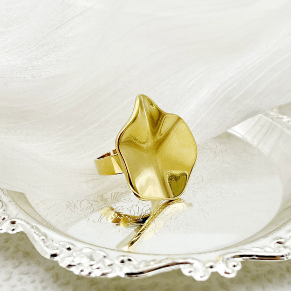 Wholesale Ring Stainless Steel Geometric Irregular Small Blade Open Style Vacuum Gold Plated Unisex