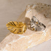 Wholesale Ring Stainless Steel Geometric Leaf Shape Electroplating Vintage Retro Style