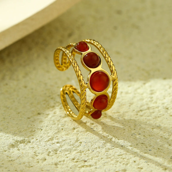 Wholesale Ring Stainless Steel Geometric Light Luxury Retro Women's Electroplating
