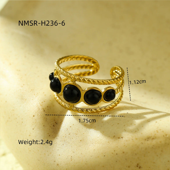 Wholesale Ring Stainless Steel Geometric Light Luxury Retro Women's Electroplating