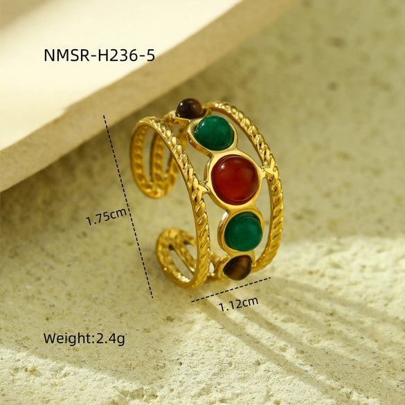 Wholesale Ring Stainless Steel Geometric Light Luxury Retro Women's Electroplating