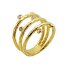 Wholesale Ring Stainless Steel Geometric Lines Vacuum Plated Gold Inlaid Zircon For Women
