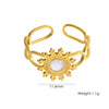 Wholesale Ring Stainless Steel Geometric Natural Stone French Retro Electroplating
