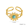 Wholesale Ring Stainless Steel Geometric Natural Stone French Retro Electroplating