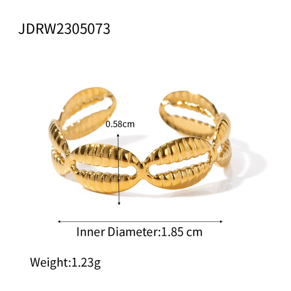 Wholesale Ring Stainless Steel Geometric Open Shell Electroplating