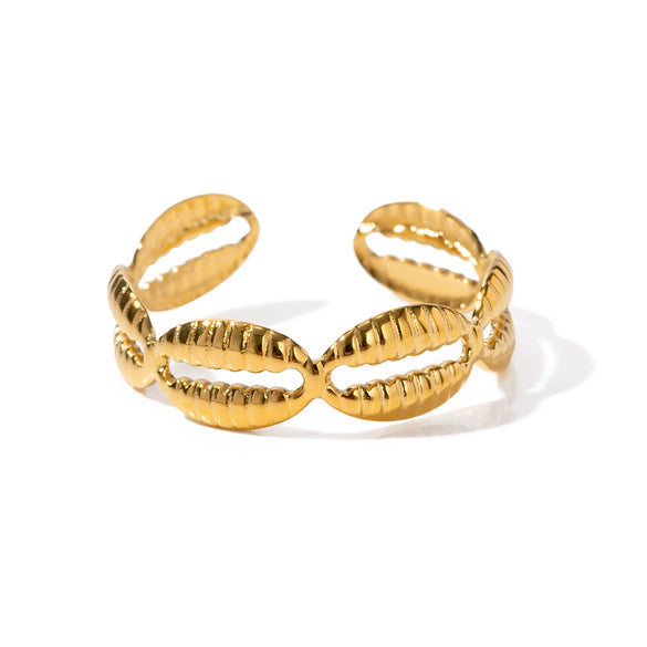 Wholesale Ring Stainless Steel Geometric Open Shell Electroplating