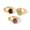 Wholesale Ring Stainless Steel Geometric Oval Semiprecious Stone Electroplated Women's