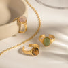 Wholesale Ring Stainless Steel Geometric Oval Semiprecious Stone Electroplated Women's