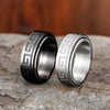 Wholesale Ring Stainless Steel Geometric Pattern Electroplating Rotatable Design Unisex Dark Style