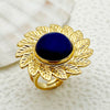 Wholesale Ring Stainless Steel Geometric Pearl Turquoise Electroplated