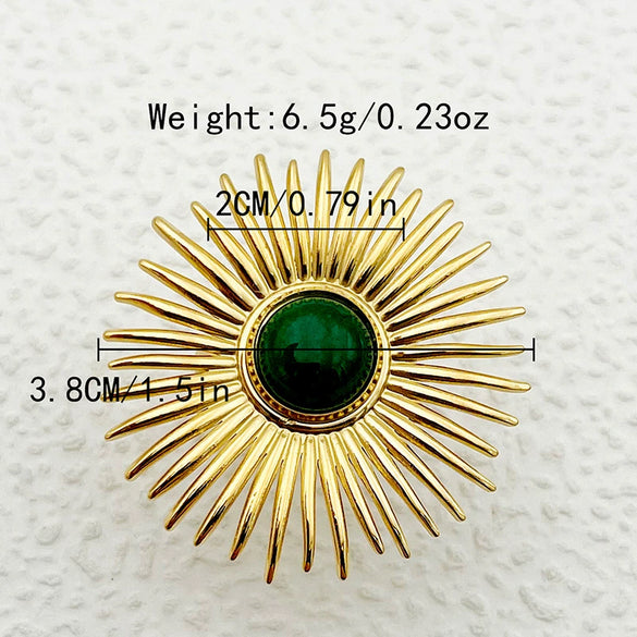 Wholesale Ring Stainless Steel Geometric Pearl Turquoise Electroplated