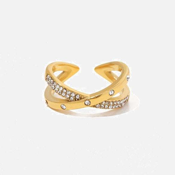 Wholesale Ring Stainless Steel Geometric Retro Cold Style Set With Precious Stones For Women