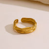 Wholesale Ring Stainless Steel Geometric Retro Popular Exaggerated Real Gold Electroplated Irregular Shaped Opening Adjustable Women's