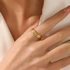 Wholesale Ring Stainless Steel Geometric Retro Popular Exaggerated Real Gold Electroplated Irregular Shaped Opening Adjustable Women's