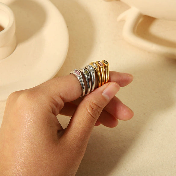 Wholesale Ring Stainless Steel Geometric Retro Simple Electroplating For Women