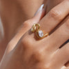Wholesale Ring Stainless Steel Geometric Square Zircon Electroplated Multilayered Wrapped Design