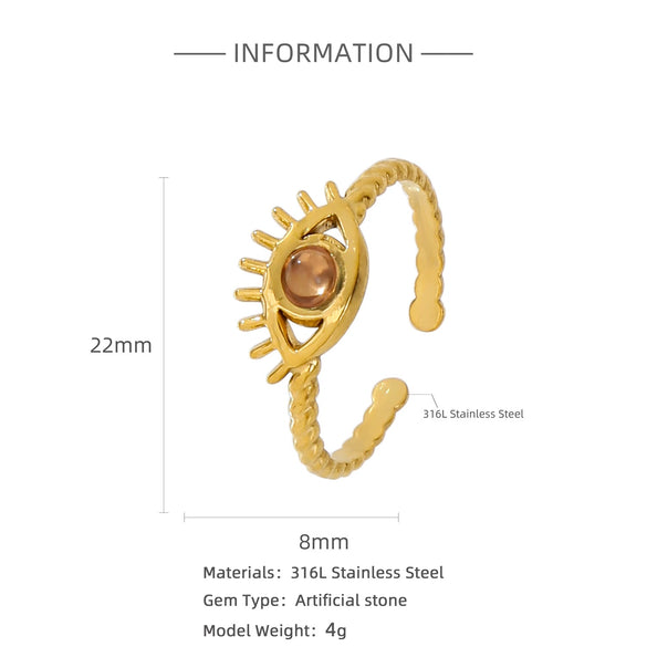 Wholesale Ring Stainless Steel Geometric Style Electroplating Inlaid Three Precious Stones