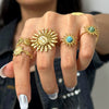 Wholesale Ring Stainless Steel Geometric Sunflower Electroplated Jewelry