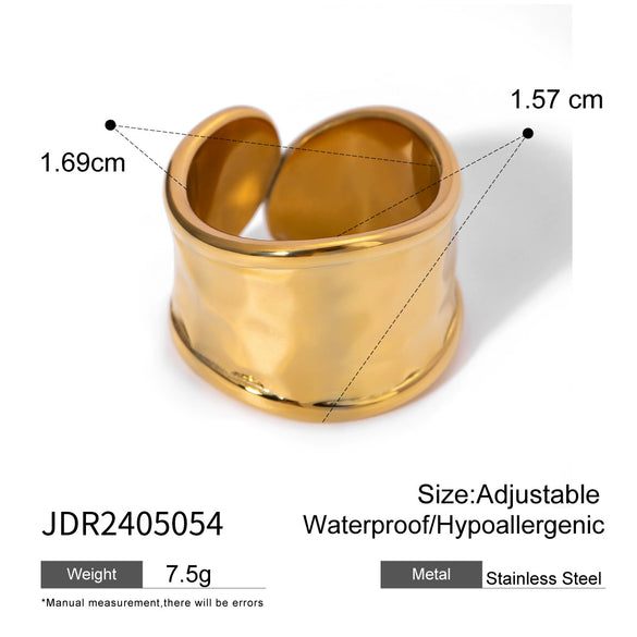 Wholesale Ring Stainless Steel Geometric Ushape Hammered Electroplated For Women