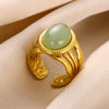 Wholesale Ring Stainless Steel Geometric Vintage Style Electroplated With Natural Stone