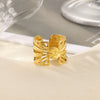 Wholesale Ring Stainless Steel Geometric Wave Asymmetrical Electroplated For Men And Women