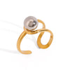 Wholesale Ring Stainless Steel Gold And Silver Color Matching Hollow Steel Ball Geometric Style Electroplated