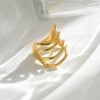 Wholesale Ring Stainless Steel Gold Plated Geometric Fashion High End Niche Wave Hollow Opening Unisex Jewelry