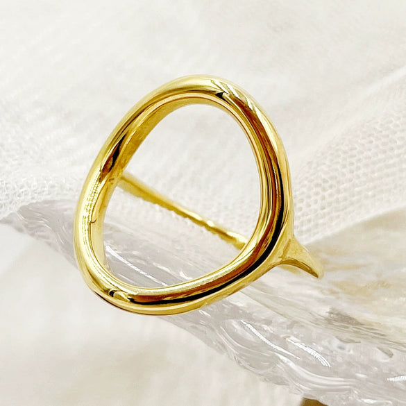 Wholesale Ring Stainless Steel Gold Plated Geometric Hollow Irregular Design