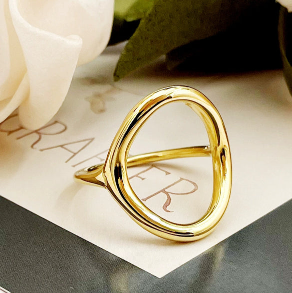Wholesale Ring Stainless Steel Gold Plated Geometric Hollow Irregular Design