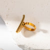 Wholesale Ring Stainless Steel Gold Plated Geometric Oval Gear Retro Fashion Women's