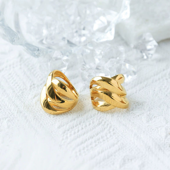 Wholesale Ring Stainless Steel Gold Plated X Shaped Cross Design Creative Fashion Jewelry