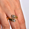 Wholesale Ring Stainless Steel Goldplated Geometric Design White Zircon Inlaid