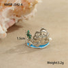 Wholesale Ring Stainless Steel Goldplated Ocean Style Mermaid Pearl Geometric Open Hand Jewelry