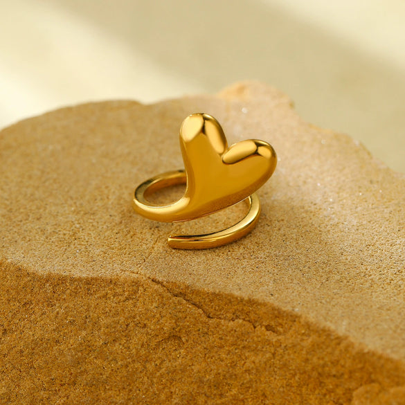 Wholesale Ring Stainless Steel Heart Shape Electroplating Light Luxury Style For Women